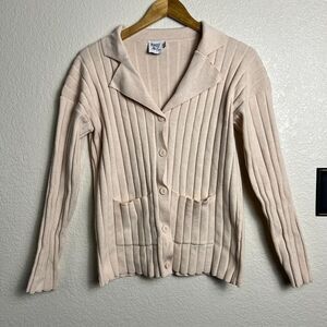 Princess Polly Ribbed Cardigan Womens US Size 4 Long Sleeve Pink Coquette